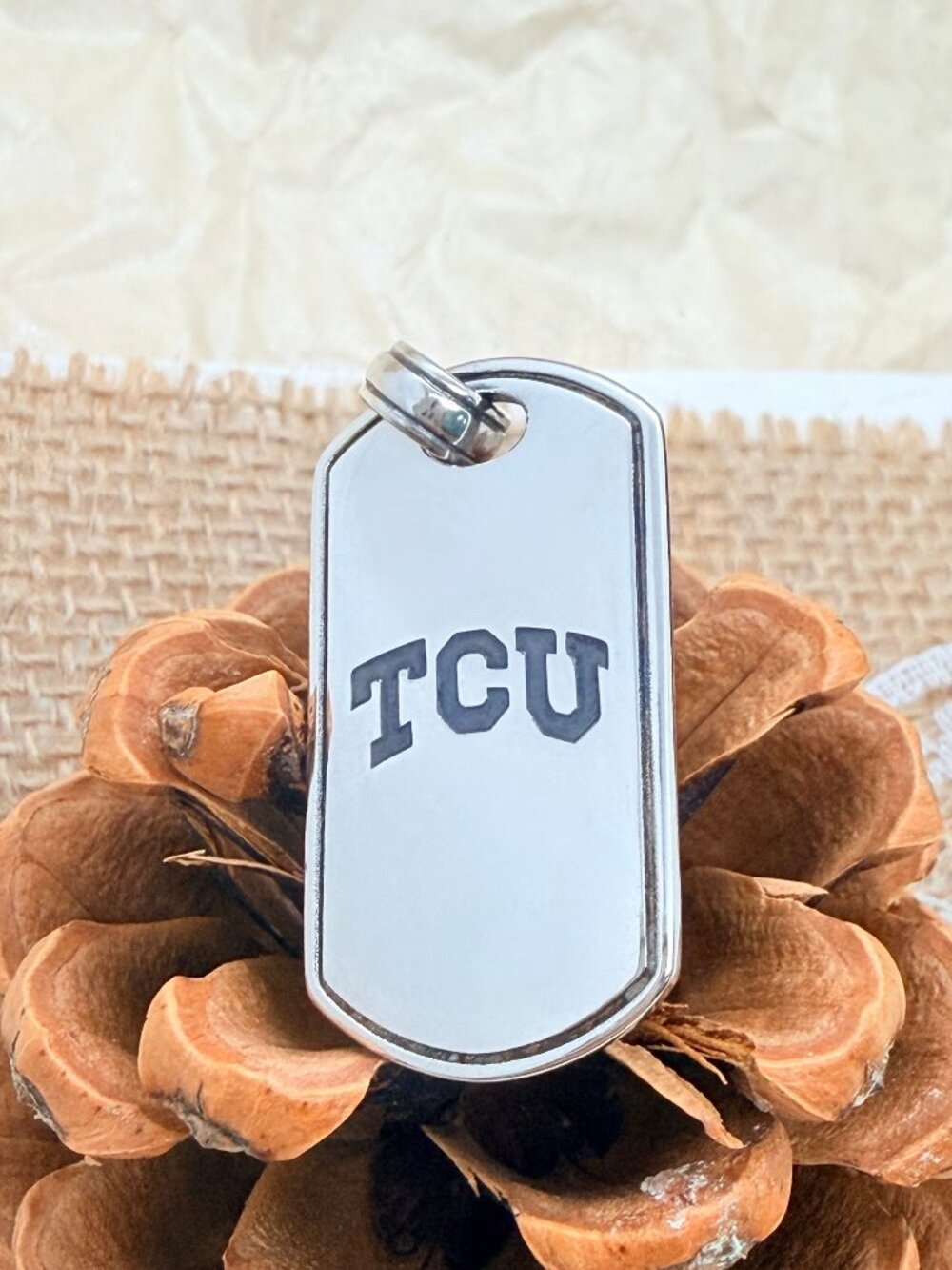 James Avery TCU Horned Frogs Classic Tag Pendant Sterling Silver College